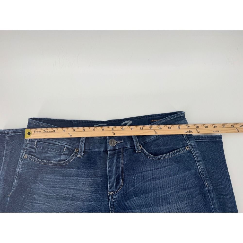 Seven7 Skinny Easy Fit Jeans Womens 10 Medium Wash Blue Denim Stretch Mid Rise - Picture 5 of 10